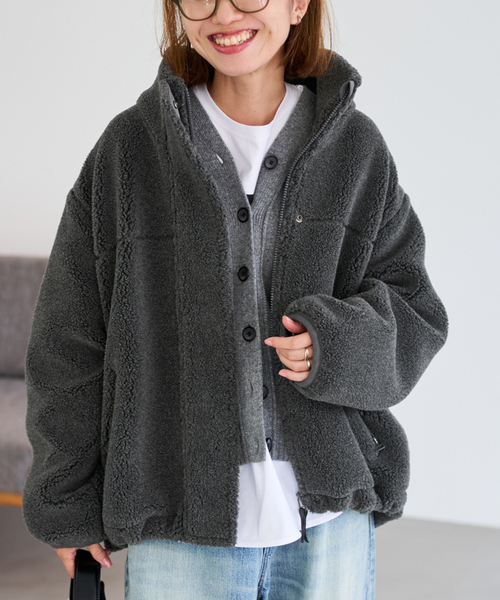 FRAMeWORK（フレームワーク）の「≪追加≫ウールボアスタンドブルゾン 4（その他アウター・レディース・ベージュ/チャコールグレー・38/36）」の17枚目の写真