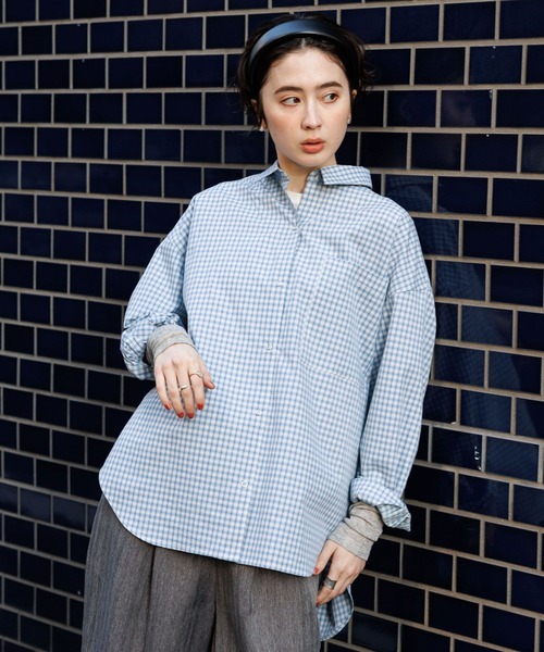 GEORGE'S（ジョージズ）の「スナップボタンチェックシャツ（シャツ/ブラウス・レディース・ブラウン系/ブルー系1/ブルー系2・FREE）」の3枚目の写真