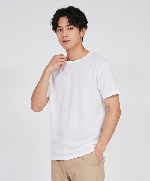 HANES(ヘインズ)の「【HANES/ヘインズ】MOVES 1P NYLON MESH CREW T(Tシャツ/カットソー・メンズ・ホワイト/ブラック・M/L/LL)」の1枚目の写真
