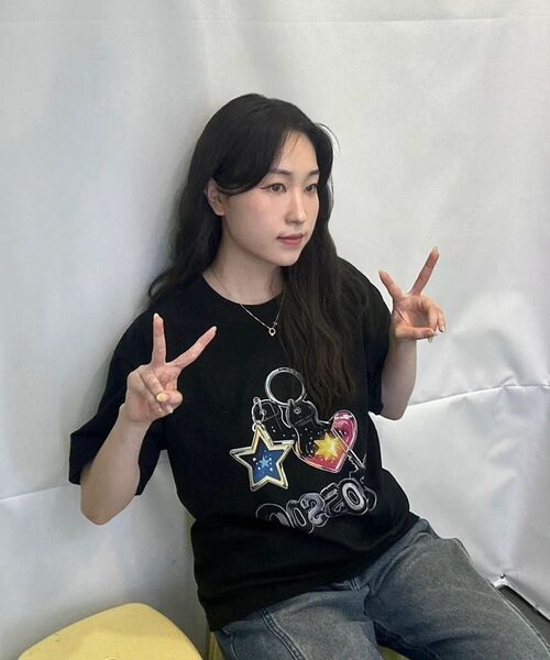 COSO(コソ)の「コソ キーリング オーバー Tシャツ (ブラック)(Tシャツ/カットソー・レディース・ブラック・S/M/L)」の7枚目の写真