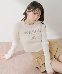 Chico | 【5色展開】ロゴ刺繍リブニット(ニット/セーター)