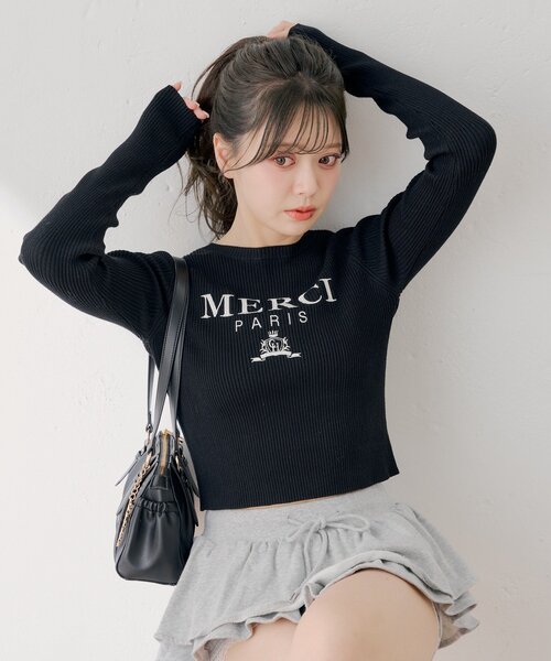 セール】【5色展開】ロゴ刺繍リブニット（ニット/セーター）｜Chico
