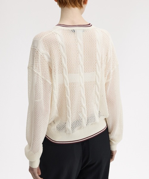 FRED PERRY（フレッドペリー）の「Mesh Cable Knit Jumper／メッシュケーブルニット（ニット/セーター・レディース・ベージュ/ネイビー・10）」の3枚目の写真