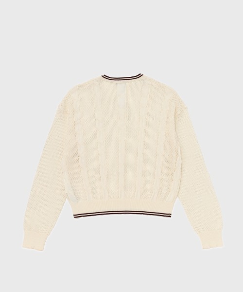 FRED PERRY（フレッドペリー）の「Mesh Cable Knit Jumper／メッシュケーブルニット（ニット/セーター・レディース・ベージュ/ネイビー・10）」の21枚目の写真