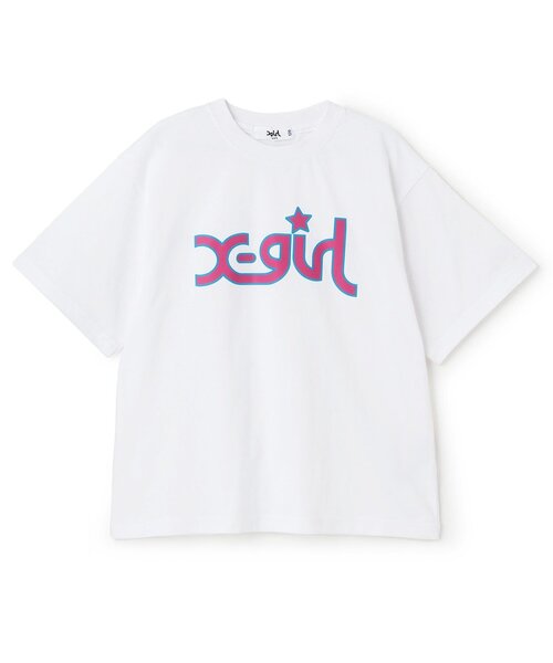 X-girl Stages（エックスガールステージス）の「ミルズロゴ半袖Tシャツ（Tシャツ/カットソー・キッズ・ブルー/ブラック/ホワイト/ピンク・140cm/80ｃｍ/90cm/100cm/110cm/120cm/130cm）」の2枚目の写真