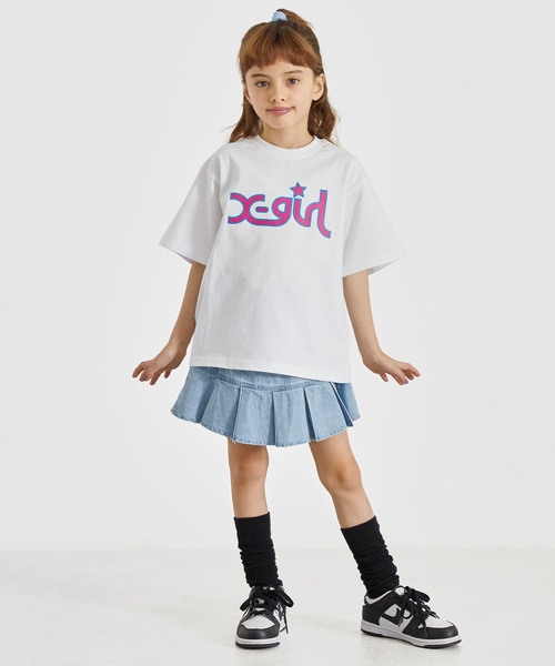 X-girl Stages（エックスガールステージス）の「ミルズロゴ半袖Tシャツ（Tシャツ/カットソー・キッズ・ホワイト/ブラック/ピンク/ブルー・80ｃｍ/90cm/110cm/100cm/120cm/130cm/140cm）」の15枚目の写真