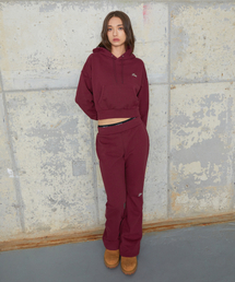 WM SHIRRING BOOTS CUT SWEAT PANTS burgundy