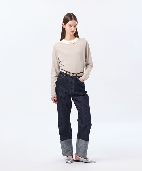 MACKINTOSH PHILOSOPHY(マッキントッシュ フィロソフィー)の「【Bicolor Knit Polo(バイカラーニットポロ)】ロングスリーブ(ニット/セーター・レディース・ピンク系その他2/ベージュ系その他/ブラック・38)」の7枚目の写真