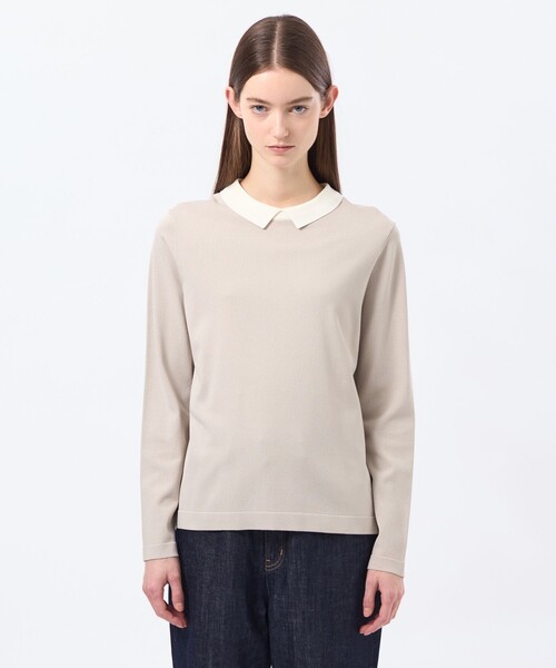 MACKINTOSH PHILOSOPHY(マッキントッシュ フィロソフィー)の「【Bicolor Knit Polo(バイカラーニットポロ)】ロングスリーブ(ニット/セーター・レディース・ピンク系その他2/ベージュ系その他/ブラック・38)」の8枚目の写真