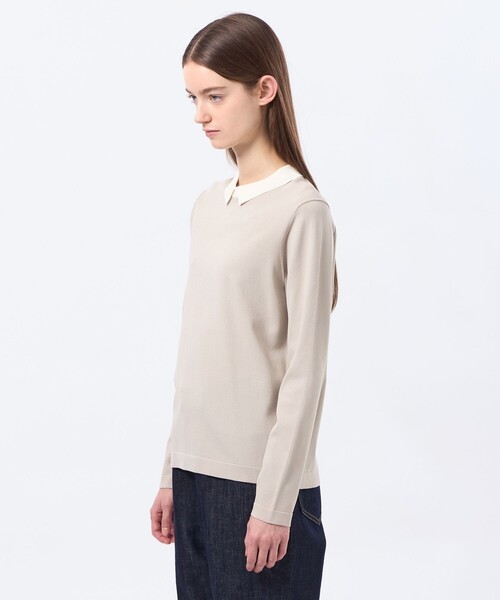 MACKINTOSH PHILOSOPHY(マッキントッシュ フィロソフィー)の「【Bicolor Knit Polo(バイカラーニットポロ)】ロングスリーブ(ニット/セーター・レディース・ピンク系その他2/ベージュ系その他/ブラック・38)」の9枚目の写真