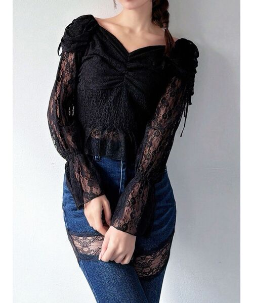 RESEXXY(リゼクシー)の「レイヤードオフショルブラウス(シャツ/ブラウス・レディース・ブラック/ホワイト/オレンジ・FREE)」の2枚目の写真