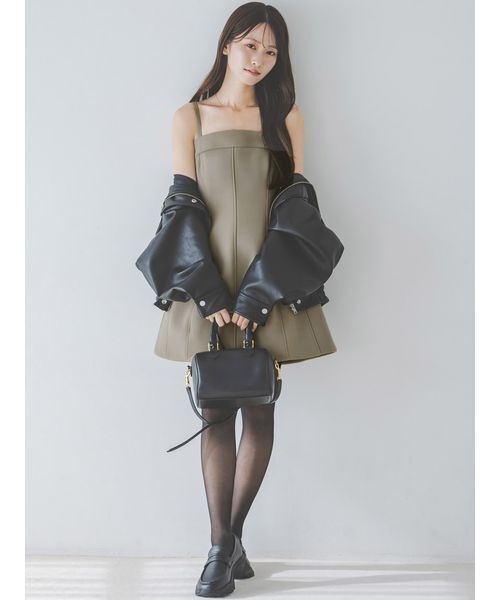 SNIDEL（スナイデル）の「ビッグスタンドカラーレザーブルゾン（ブルゾン・レディース・ブラック/ブラウン・1/0）」の5枚目の写真