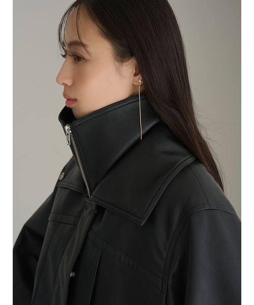 SNIDEL（スナイデル）の「ビッグスタンドカラーレザーブルゾン（ブルゾン・レディース・ブラック/ブラウン・1/0）」の20枚目の写真