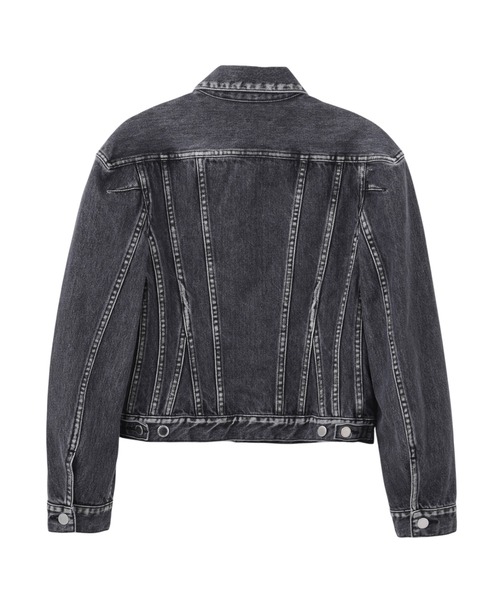 JOHN LAWRENCE SULLIVAN(ジョンローレンスサリバン)の「WASHED DENIM CORSET JACKET(テーラードジャケット・レディース・ブラック・SMALL)」の4枚目の写真