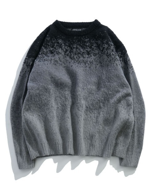 NOIZY（ノイジー）の「Gradient Animal Shaggy Knit / グラデーション 総柄 プルオーバー クルーネック シャギーニット（ニット/セーター・メンズ・ブルー/ブラック・MEDIUM/LARGE）」の2枚目の写真