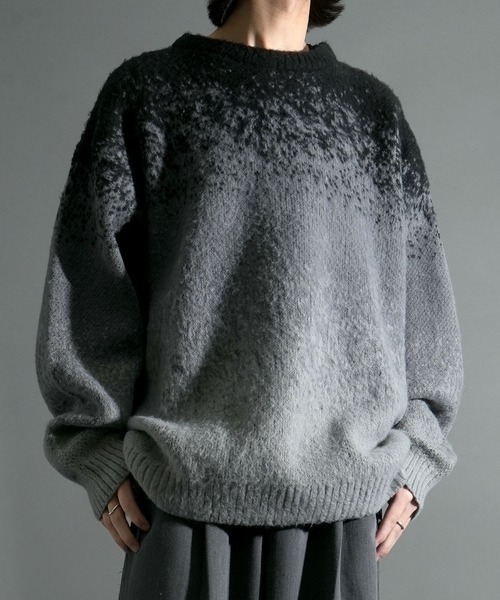 NOIZY(ノイジー)の「Gradient Animal Shaggy Knit / グラデーション 総柄 プルオーバー クルーネック シャギーニット(ニット/セーター・メンズ・ブルー/ブラック・MEDIUM/LARGE)」の17枚目の写真