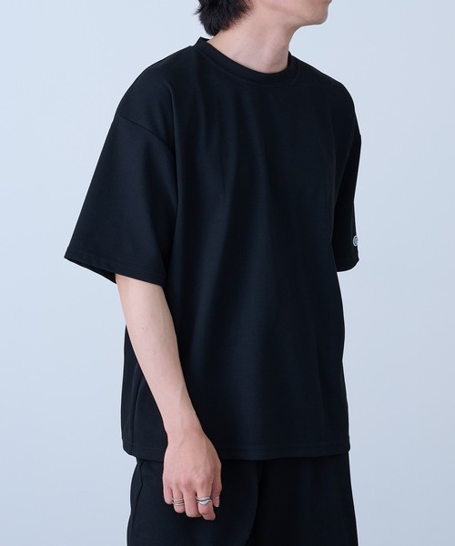 DISCUS（ディスカス）の「【DISCUS】吸汗速乾イージーセットアップ Tシャツ+パンツ2点セット　ワッフル生地 COOLMAX スポーツ/アウトドア/ワンマイルウェア 6273-8114 MNY（Tシャツ/カットソー・メンズ・ブルー/ブラック系1/ブラック・L/M/XL）」の20枚目の写真