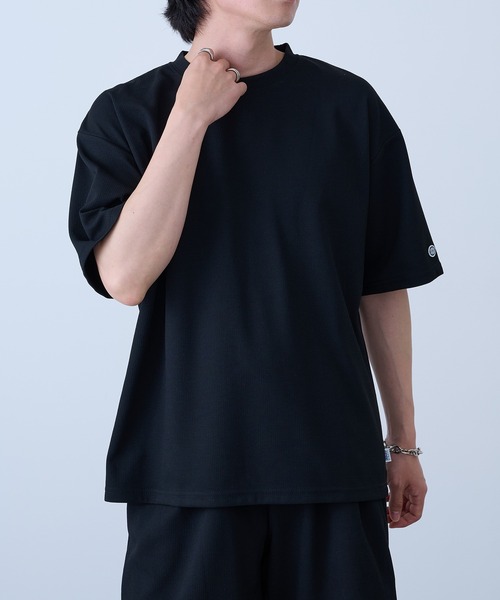 DISCUS（ディスカス）の「【DISCUS】吸汗速乾イージーセットアップ Tシャツ+パンツ2点セット　ワッフル生地 COOLMAX スポーツ/アウトドア/ワンマイルウェア 6273-8114 MNY（Tシャツ/カットソー・メンズ・ブルー/ブラック系1/ブラック・L/M/XL）」の18枚目の写真