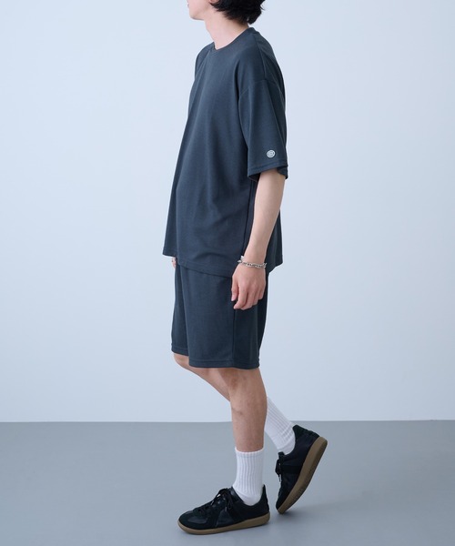 DISCUS（ディスカス）の「【DISCUS】吸汗速乾イージーセットアップ Tシャツ+パンツ2点セット　ワッフル生地 COOLMAX スポーツ/アウトドア/ワンマイルウェア 6273-8114 MNY（Tシャツ/カットソー・メンズ・ブルー/ブラック系1/ブラック・L/M/XL）」の12枚目の写真
