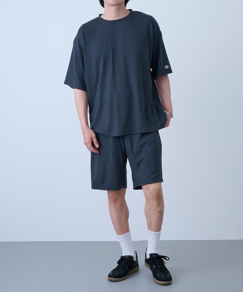 DISCUS（ディスカス）の「【DISCUS】吸汗速乾イージーセットアップ Tシャツ+パンツ2点セット　ワッフル生地 COOLMAX スポーツ/アウトドア/ワンマイルウェア 6273-8114 MNY（Tシャツ/カットソー・メンズ・ブルー/ブラック系1/ブラック・L/M/XL）」の5枚目の写真