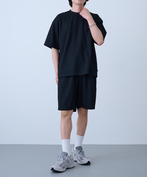 DISCUS（ディスカス）の「【DISCUS】吸汗速乾イージーセットアップ Tシャツ+パンツ2点セット　ワッフル生地 COOLMAX スポーツ/アウトドア/ワンマイルウェア 6273-8114 MNY（Tシャツ/カットソー・メンズ・ブルー/ブラック系1/ブラック・L/M/XL）」の16枚目の写真