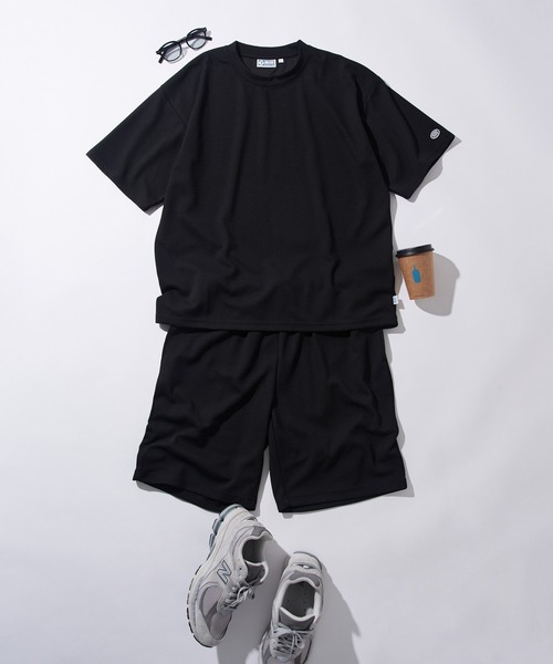 DISCUS（ディスカス）の「【DISCUS】吸汗速乾イージーセットアップ Tシャツ+パンツ2点セット　ワッフル生地 COOLMAX スポーツ/アウトドア/ワンマイルウェア 6273-8114 MNY（Tシャツ/カットソー・メンズ・ブルー/ブラック系1/ブラック・L/M/XL）」の14枚目の写真
