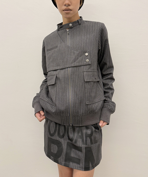 Oriens JOURNAL STANDARD（オリエンス ジャーナルスタンダード）の「《追加》ストライプバイカージャケット（その他アウター・レディース・グレー/ネイビー・FREE）」の10枚目の写真