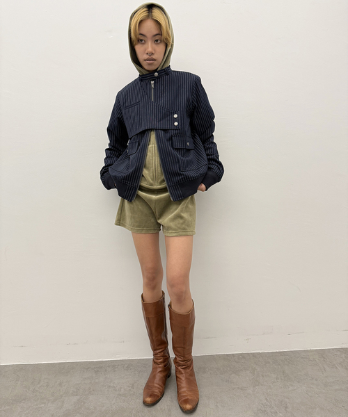 Oriens JOURNAL STANDARD（オリエンス ジャーナルスタンダード）の「《追加》ストライプバイカージャケット（その他アウター・レディース・グレー/ネイビー・FREE）」の11枚目の写真