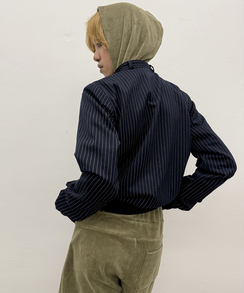Oriens JOURNAL STANDARD（オリエンス ジャーナルスタンダード）の「《追加》ストライプバイカージャケット（その他アウター・レディース・グレー/ネイビー・FREE）」の14枚目の写真