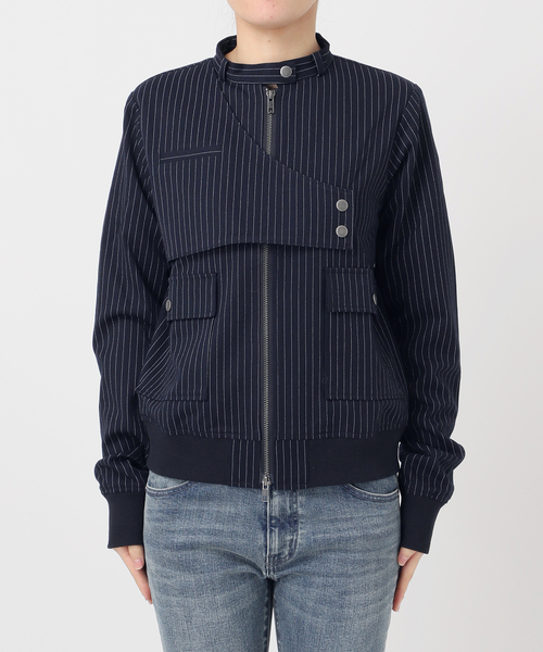 Oriens JOURNAL STANDARD（オリエンス ジャーナルスタンダード）の「《追加》ストライプバイカージャケット（その他アウター・レディース・グレー/ネイビー・FREE）」の18枚目の写真