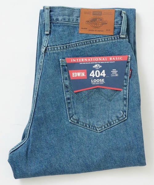 EDWIN（エドウィン）の「EDWIN エドウィン インターナショナルベーシック 404 ゆったりストレート デニムパンツ ジーンズ（デニムパンツ・メンズ・ブルー/ブラック系その他/ライトインディゴブルー/ブルー系その他/インディゴブルー・35/34/33/32/31/29/36/30）」の4枚目の写真