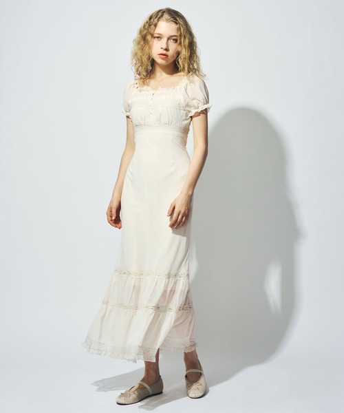 ME COUTURE(ミークチュール)の「2wayオフショルシフォンドレス(ワンピース・レディース・ライトブルー/アイボリー/ベージュ・1/0)」の3枚目の写真