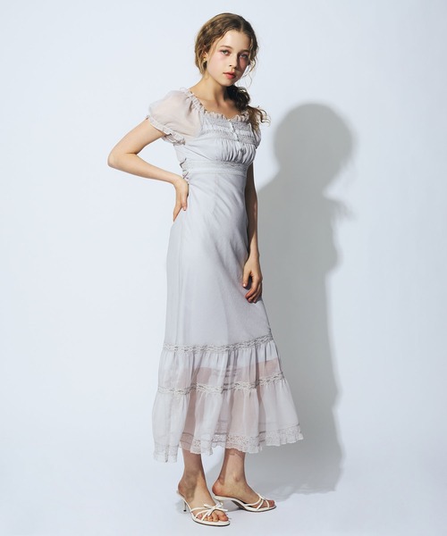 ME COUTURE(ミークチュール)の「2wayオフショルシフォンドレス(ワンピース・レディース・ライトブルー/アイボリー/ベージュ・1/0)」の2枚目の写真