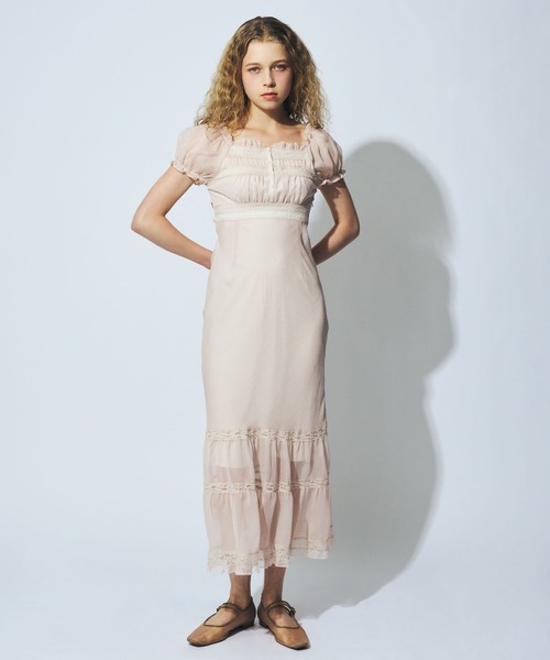 ME COUTURE(ミークチュール)の「2wayオフショルシフォンドレス(ワンピース・レディース・ライトブルー/アイボリー/ベージュ・1/0)」の14枚目の写真