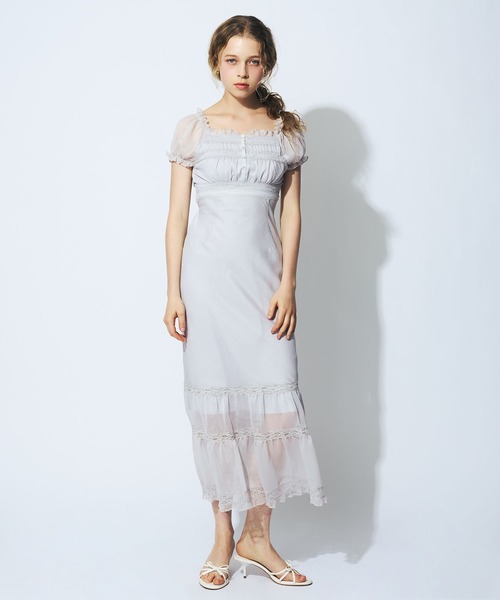 ME COUTURE(ミークチュール)の「2wayオフショルシフォンドレス(ワンピース・レディース・ライトブルー/アイボリー/ベージュ・1/0)」の10枚目の写真