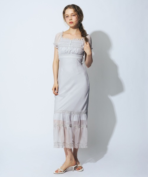 ME COUTURE(ミークチュール)の「2wayオフショルシフォンドレス(ワンピース・レディース・ライトブルー/アイボリー/ベージュ・1/0)」の11枚目の写真