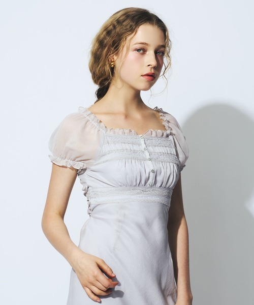 ME COUTURE(ミークチュール)の「2wayオフショルシフォンドレス(ワンピース・レディース・ライトブルー/アイボリー/ベージュ・1/0)」の18枚目の写真