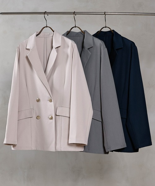 en CAnAF（エンカナフ）の「ダブルテーラードジャケット（テーラードジャケット・レディース・アイボリー/グレー/ネイビー・フリー）」の4枚目の写真