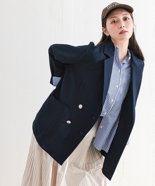 en CAnAF（エンカナフ）の「ダブルテーラードジャケット（テーラードジャケット・レディース・アイボリー/グレー/ネイビー・フリー）」の17枚目の写真