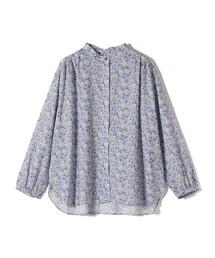 SHIPS Primary Navy Label:〈手洗い可能〉LIBERTY ギャザー ブラウス