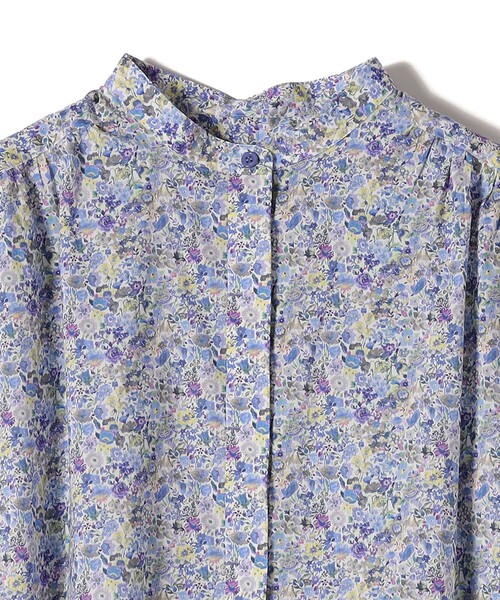 SHIPS Primary Navy Label:〈手洗い可能〉LIBERTY ギャザー ブラウス