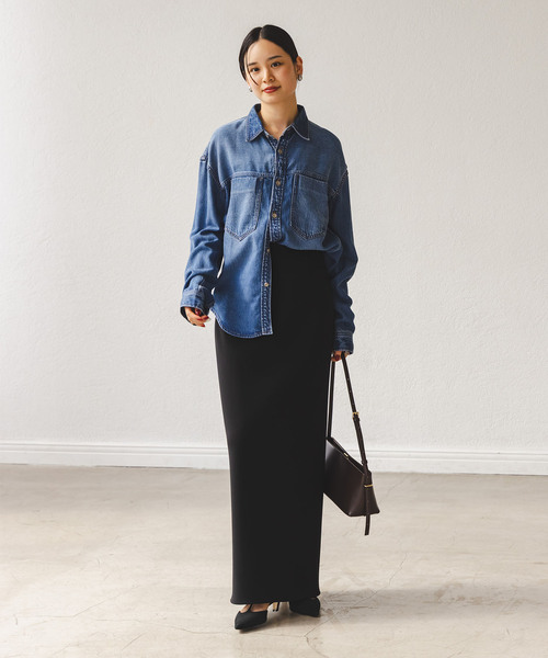 Noble(ノーブル)の「《追加》【洗える】コンフォートジャージーライクタイトスカート9(スカート・レディース・ホワイト/ブラック/ウッド・34/36/38/40)」の5枚目の写真