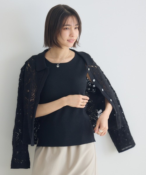 KATHARINE ROSS（キャサリンロス）の「【KATHARINE ROSS】2WAYラメニットタンク（タンクトップ・レディース・ブラック/ベージュ・FREE）」の3枚目の写真