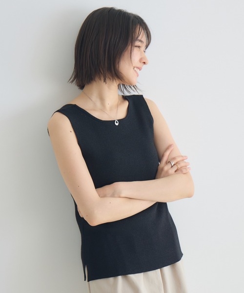 KATHARINE ROSS（キャサリンロス）の「【KATHARINE ROSS】2WAYラメニットタンク（タンクトップ・レディース・ブラック/ベージュ・FREE）」の6枚目の写真