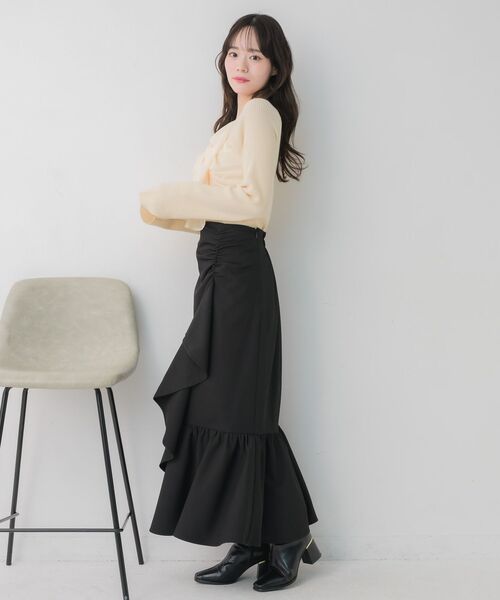 ems excite（エムズエキサイト）の「BIGリボンドッキングNT（ニット/セーター・レディース・ブラック/ナチュラル/ピンク・FREE）」の7枚目の写真