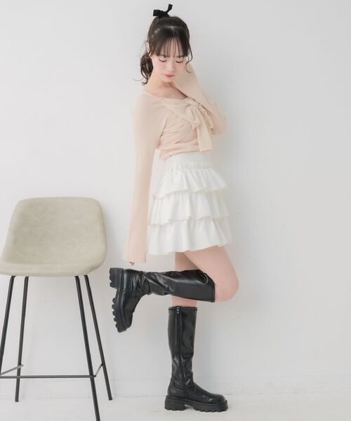 ems excite（エムズエキサイト）の「BIGリボンドッキングNT（ニット/セーター・レディース・ブラック/ナチュラル/ピンク・FREE）」の13枚目の写真