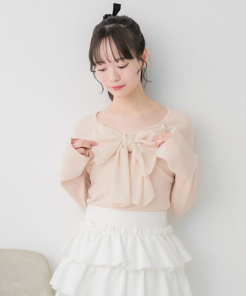 ems excite（エムズエキサイト）の「BIGリボンドッキングNT（ニット/セーター・レディース・ブラック/ナチュラル/ピンク・FREE）」の16枚目の写真