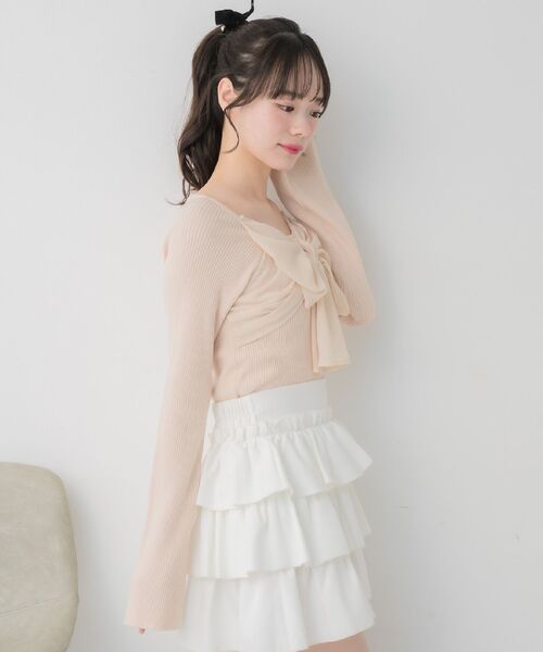 ems excite（エムズエキサイト）の「BIGリボンドッキングNT（ニット/セーター・レディース・ブラック/ナチュラル/ピンク・FREE）」の17枚目の写真