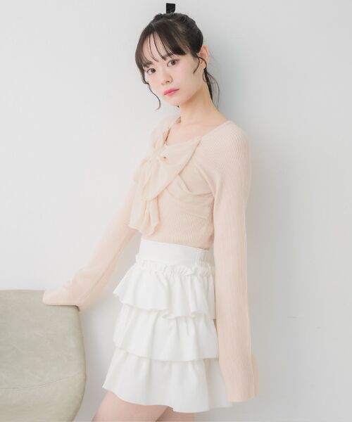 ems excite（エムズエキサイト）の「BIGリボンドッキングNT（ニット/セーター・レディース・ブラック/ナチュラル/ピンク・FREE）」の19枚目の写真