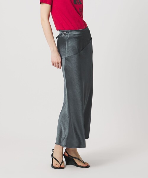 ATTISESSION（アティセッション）の「＜ATTISESSION＞サテン カットオフ ミディアム スカート（スカート・レディース・ネイビー/ダークグレー・30/50）」の4枚目の写真